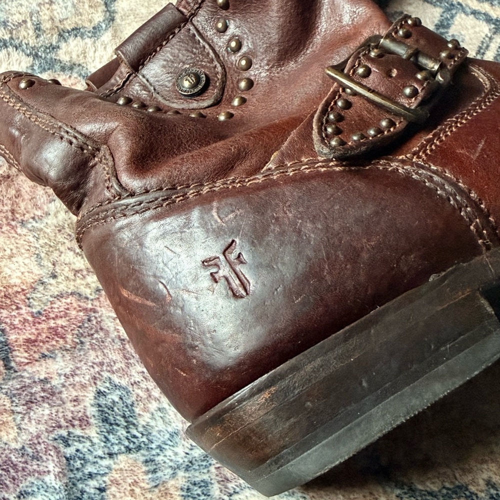 Frye Brown Studded Short Boots - Picture 4 of 6